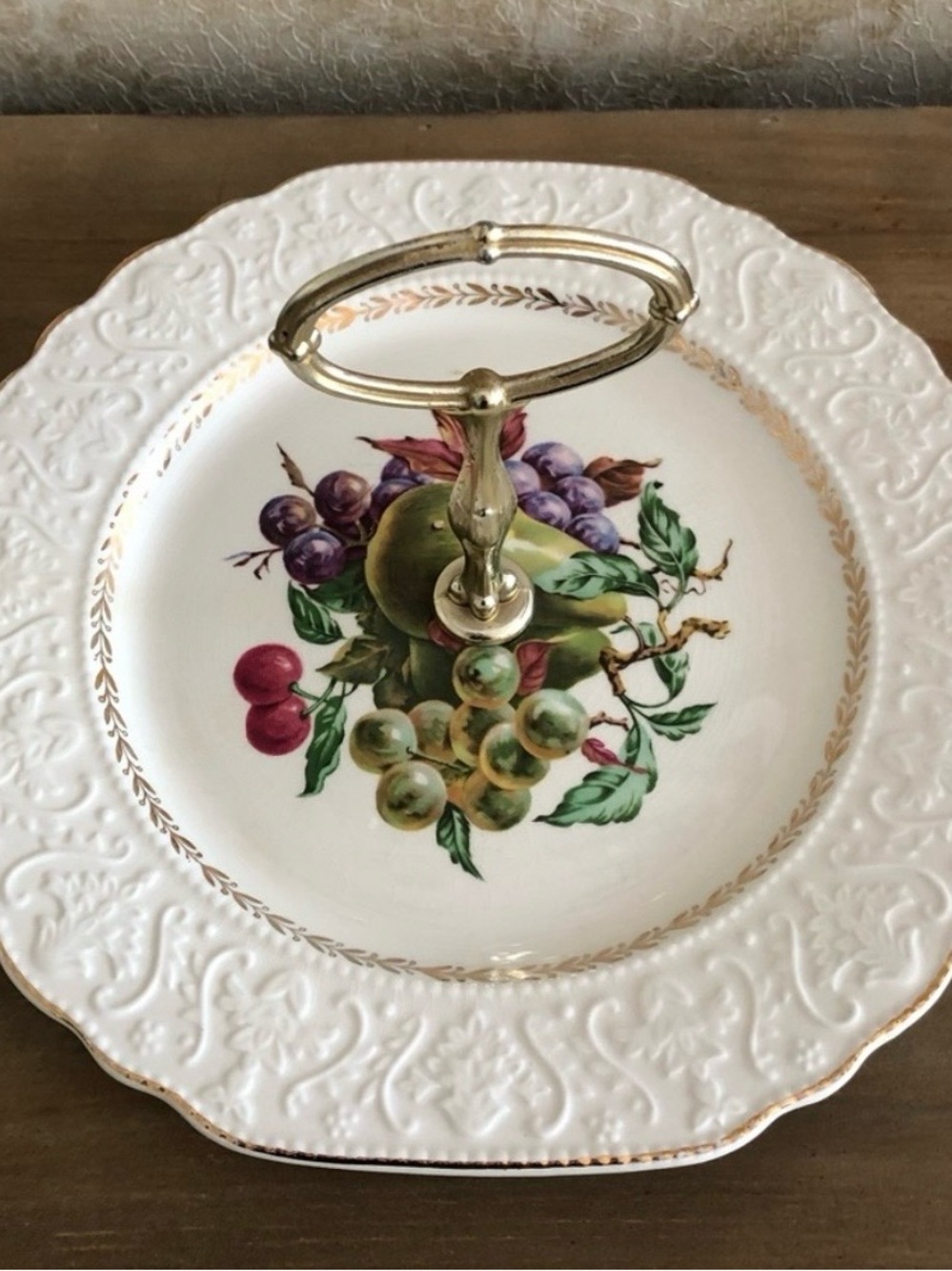 Stratford 50’ Vintage Porcelain Fruit Motif One -Tier Serving Plate